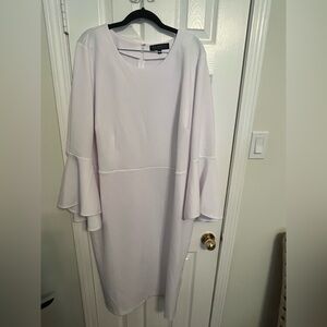 ELOQUII White Elegant Crewneck Scuba Material Dress With Flare Sleeves NWT